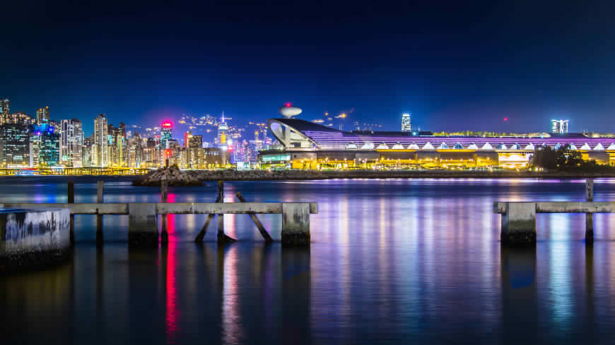 香港启德邮轮码头夜景高清壁纸图片 3840x2160