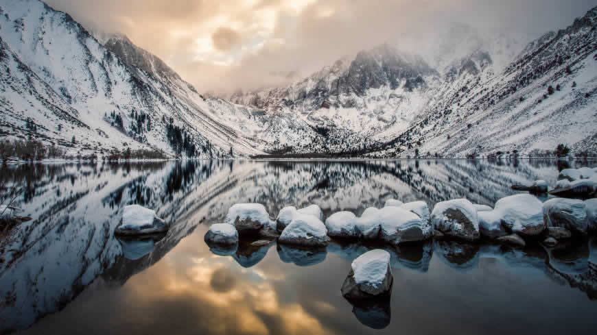 美国肯维克特湖冬天雪景高清壁纸图片 5120x2880