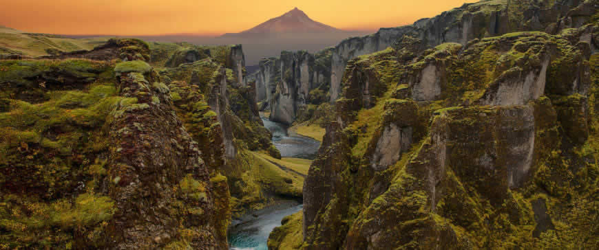 美丽的山川日落风景高清壁纸图片 3440x1440