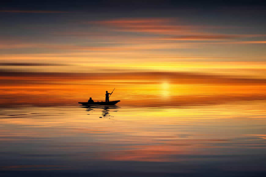 日落中的湖泊风景高清壁纸图片 3000x2000