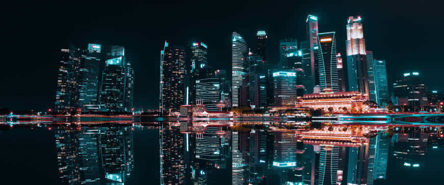 美丽的城市夜景高清壁纸图片 3440x1440