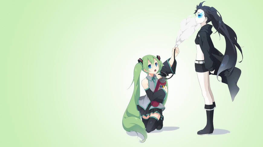 初音未来和黑岩射手动漫美女高清壁纸图片 1920x1080