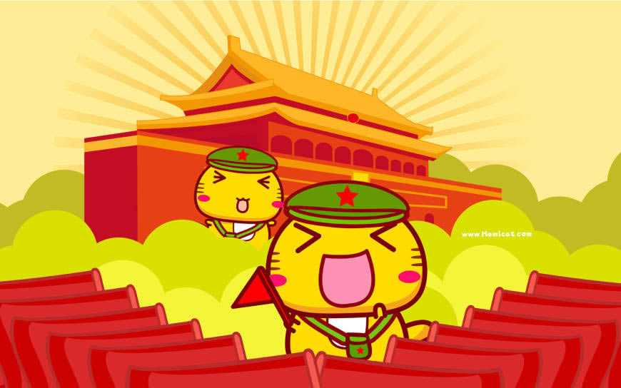 哈咪猫爱祖国高清壁纸图片 1920x1200