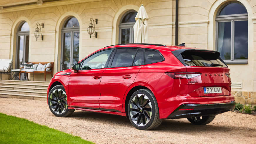 2021款红色斯柯达Enyaq Sportline iV高清壁纸图片 5120x2880