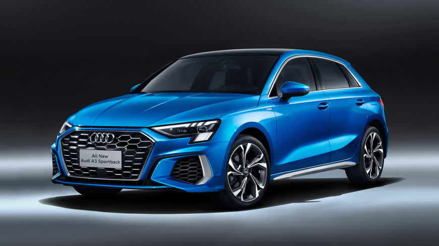 2021款蓝色奥迪A3 Sportback 35 TFSI S line高清壁纸图片 3840x2160