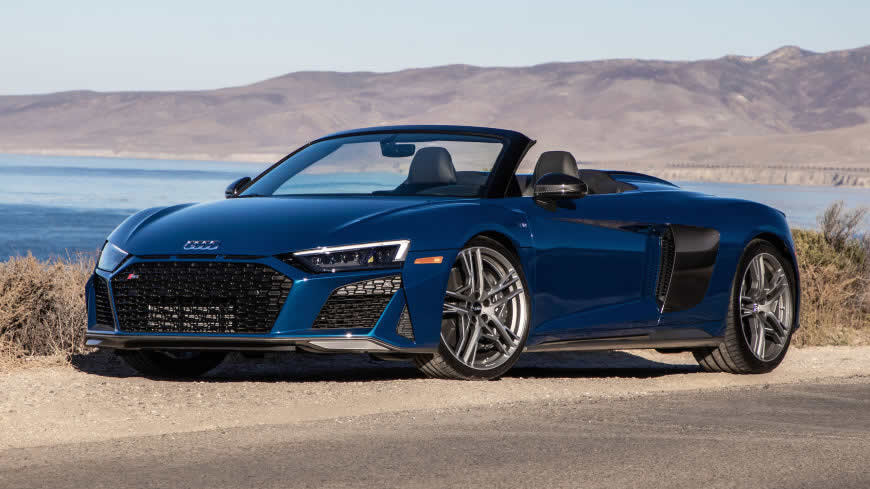 2020蓝色奥迪R8 V10 Spyder performance高清壁纸图片 2560x1440