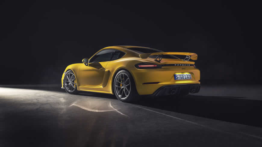 黄色保时捷Cayman GT4高清壁纸图片 3840x2160