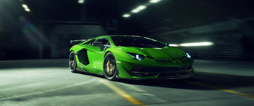 绿色兰博基尼Aventador SVJ跑车高清壁纸图片 3440x1440