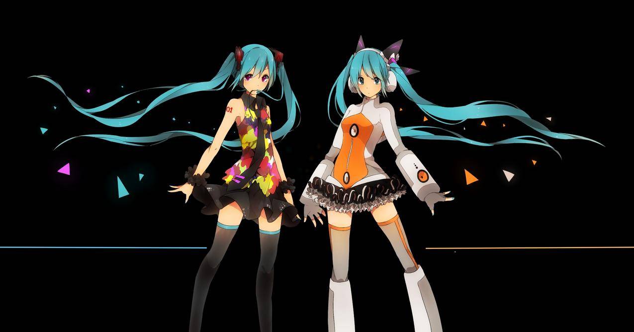 VOCALOID,两个女孩,耳机,初音未来4K动漫壁纸