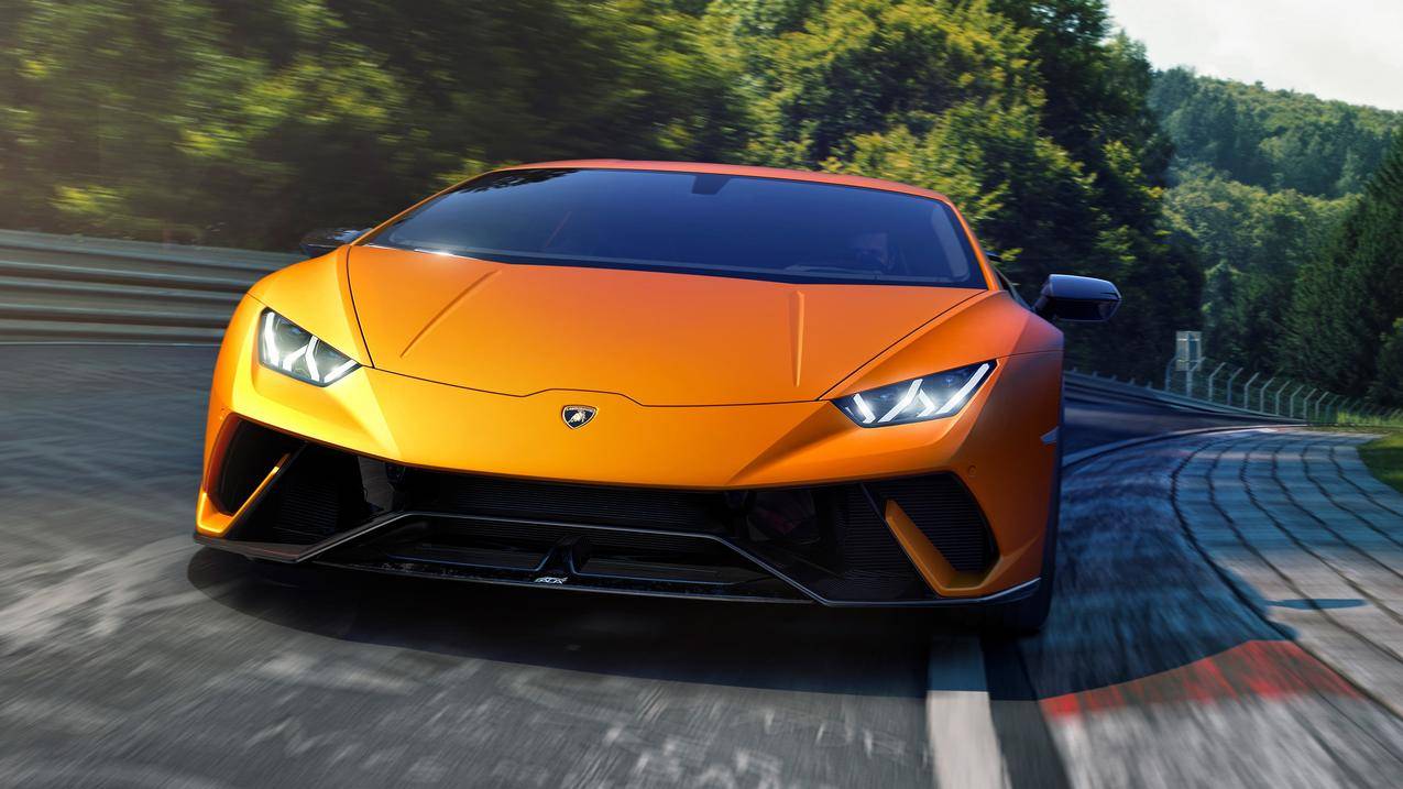 橙色兰博基尼Huracan,Performante,4K跑车壁纸